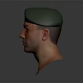 Green Beret Hat On Male Head 3D Model Render With Realistic Details 3d model