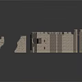 Medieval Gray Stone Building Modules With Castle Wall Sections Arches And Towers