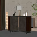 Modern Entryway Console And Side Cabinet Design With Lamp Plant Decor 3d model