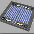 Modern Furniture Panel With Blue Strip Lights Pink Rectangular Accents And Metal Frame