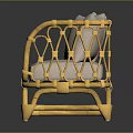 Yellow Rattan Sofa With Four Light Colored Cushions Modern Natural Design