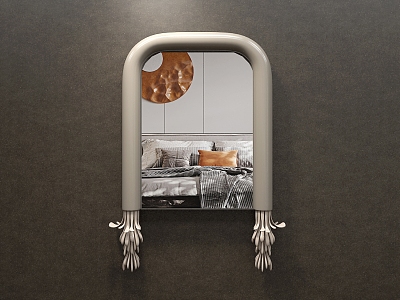 Modern Decorative Mirror Special-shaped Art Hanging Mirror Makeup Dressing Mirror Wall Decoration Rectangular Wooden Bathroom Mirror 3d model