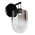 Modern Wall Lamp With Transparent Glass Shade And Black Metal Base