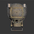 Metallic Spherical Weapon Featuring Metal Frame Cables Support Stand And Small Pointed Top