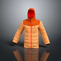 Hooded Two Tone Jacket With Orange And Beige Design And Red Zipper For Casual Wear