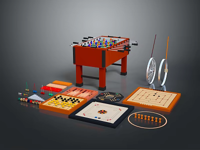 Electronic Foosball Table And Classic Board Games For Home Leisure Activities 3d model