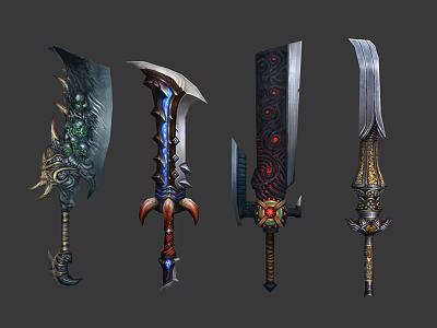 Fantasy Weapons Collection Featuring Ornate Blades With Unique Decorative Details 3d model