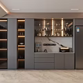 Elegant Modern Wine Cabinet Design With Glass Doors Built-in Lighting And Display Shelves