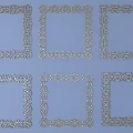 Six Silver Carved Border Frames With Various Intricate Patterns On Light Blue Background