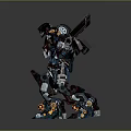 Detailed Mechanical Robot Figure With Colorful Armor Plates And Weapon Components