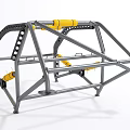 Metal Frame Structure With Yellow Components And Multi Rod Mechanical Support 3d model