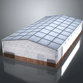 Modern Large Building Featuring Glass Roof White Brick Walls And Brown Base Structure