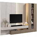 Modern TV Wall Unit With Wooden Accents And Decor
