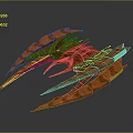 Futuristic Red Spaceship with Sharp Wings in Cosmic Aerospace Design Concept