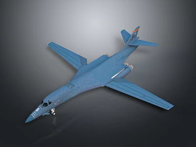 Blue Airplane Model With Streamlined Body And Detailed Wings Tail Fin Design 3d model