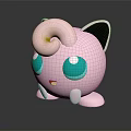 Jigglypuff Cute 3D Animated Game Character with Pink Body Large Turquoise Eyes and Black Ears