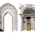 Ornate Door Arches With Intricate Carvings Stone Pillars Vines And Flower Vase