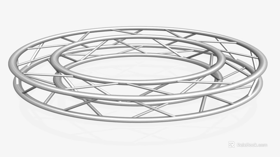 Silver Metal Circular Stand for Musical Instruments and Art Supplies 3d model 