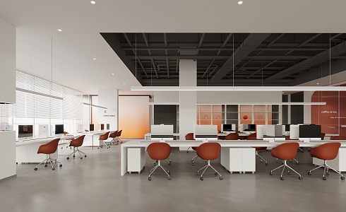 Modern public office area Open office area Staff seat 3d model