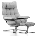 Modern Comfortable Black Leather Recliner Chair With Ottoman And Metal Base