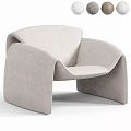 Modern Beige Upholstered Leisure Chair With Curved Design And Matching Ottoman