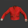 Red Formal Jacket With Black Collar White Cuffs And Button Details 3d model