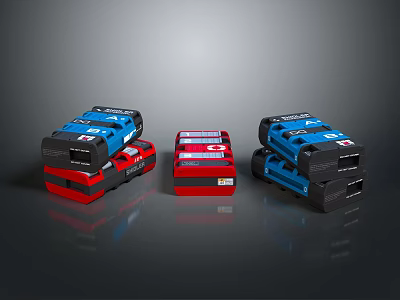 Red And Blue Stacked Building Blocks With Colorful Interlocking Design 3d model