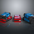Red And Blue Stacked Building Blocks With Colorful Interlocking Design