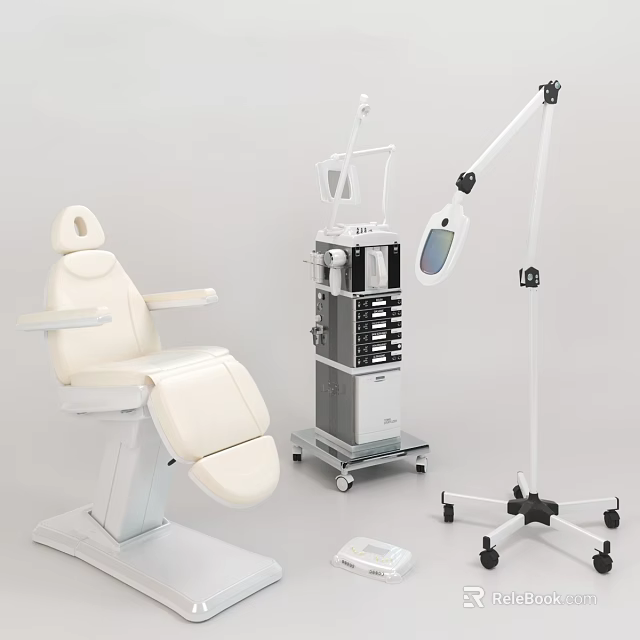 High Quality Medical Equipment Set With Dental Chair Examination Lamp And Mobile Cart 3d model 