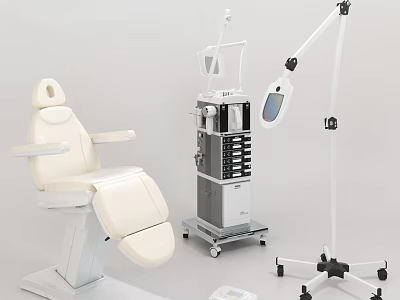 High Quality Medical Equipment Set With Dental Chair Examination Lamp And Mobile Cart 3d model