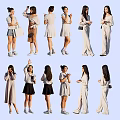 Group of Women in Different Fashion Outfits with Various Standing Poses and Styles