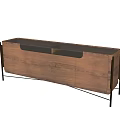 Modern Wooden TV Stand With Drawers Cabinets And Metal Frame Design