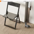 Stylish Modern Leisure Chair With Black Metal Frame And Smooth Seat On Wooden Floor Interior