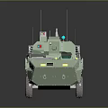 Green Armored Military Vehicle With Six Wheels Antennas And Weapon Systems