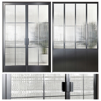 Modern double door glass double door 3d model