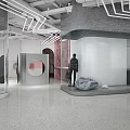 Modern Clothing Store Interior With Arched Mirrored Doorways And Stylish Display Lighting