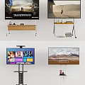 TV Showing Transformers Movie Mountain Landscape And Apps Interface On Stand