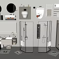 Modern Bathroom Suite With Glass Shower Enclosure Toilet Vanity And Mirror