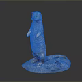 Realistic Weasel Statue Standing on Natural Stone Base with Detailed Fur Texture