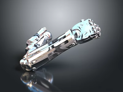 3D Rendered Silver Metal Mechanical Equipment With Precision Components 3d model