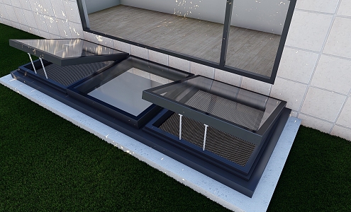 Skylight hanging on the lighting well of the villa 3d model