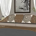 New Chinese Double Sofa Double Rattan Sofa 3d model