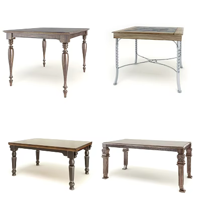 Various Wooden Dining Tables With Classic And Modern Leg Designs 3d model