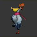 Cartoon Flying Animal With Orange Goggles Red Scarf Blue Body Yellow Belt And Orange Feet