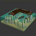 Scenic Wooden Dock Landscape with Clear Water Sandy Bottom and Underwater Cave