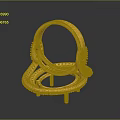 Golden Stacked Rings With Decorative Patterns And Gemstones On Black Display Stand With Reflection