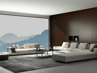 Italian Minimalist Living Room 3d model