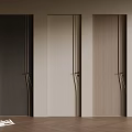 Modern Interior Featuring Three Doors Dark Light Wood Grain And Wooden Floor