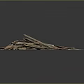 Pile of Weathered Wood and Broken Stone Pieces with Rustic Natural Texture