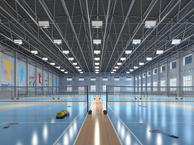 Badminton court, stadium, sports ground, net rack 3d model